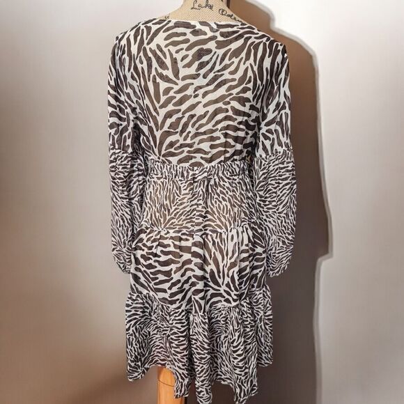 Michael Kors Silk Animal Print Semi Sheer Dress Size M - Picture 2 of 9
